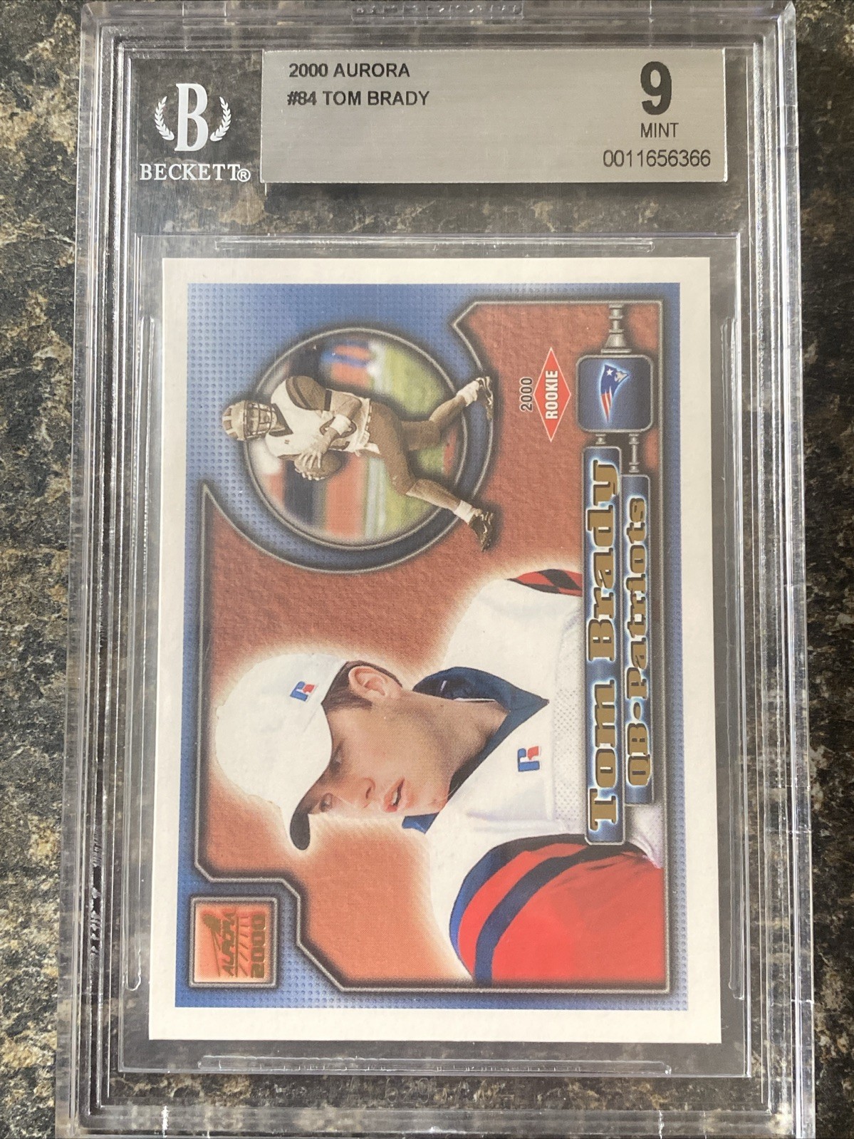 Tom Brady 2000 Pacific Aurora Rookie #84 New England Patriots BGS 9 MINT