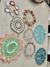 Lot Of 8 Doilies Hand Crocheted Multi Color Vintage Grammacore