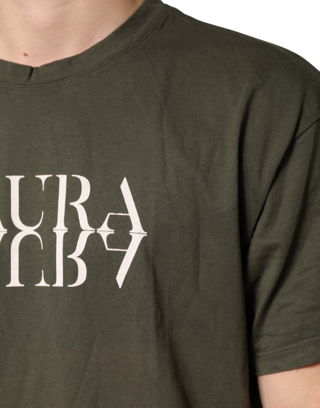 PAURA T-shirt Army Green Cotton Round Neck Short Sleeves IT48/US38/M RRP 200usd image 5