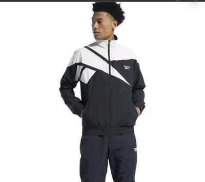 Reebok Men's Classic Vector Track Jacket In Night Black Size SMALL