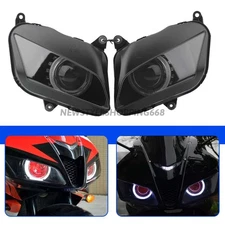 Red Devil White Angel Eye LED Headlight Assembly Headlamp Fit For Honda CBR600RR