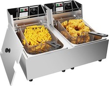 TAIMIKO Electric Deep Fryer Commercial Double Tank Deep Fat Fryer Stainless