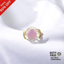 Christmas Sale 925 Silver Oval Rose Chalcedony Stone Artisan Band Mother Ring