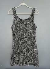American Eagle Dress L Black Paint Polka Dot Cutout Back Fit & Flare Skater
