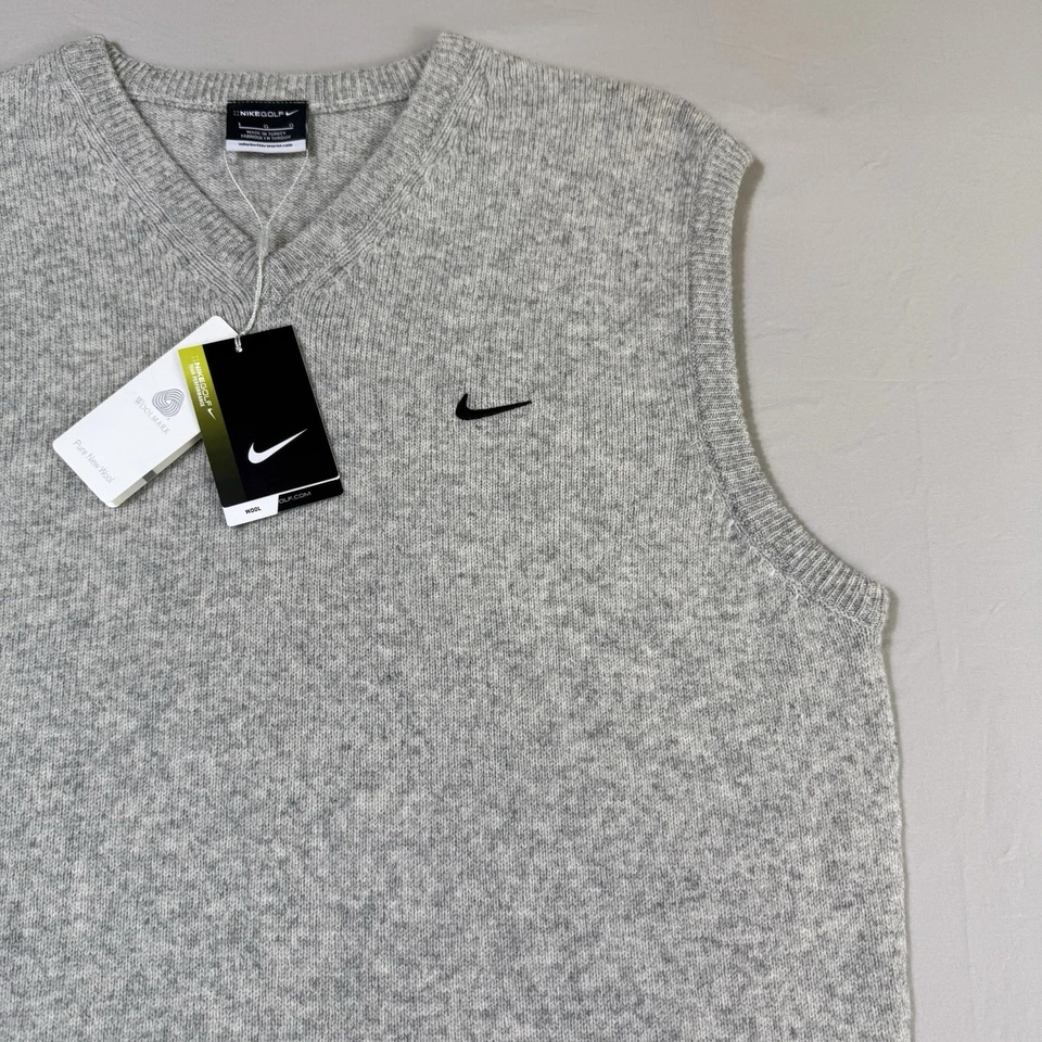 Nike Golf Tour Performance Vest Mens Size Large Grey 100% New Wool V Neck NWT - Image 3 of 4