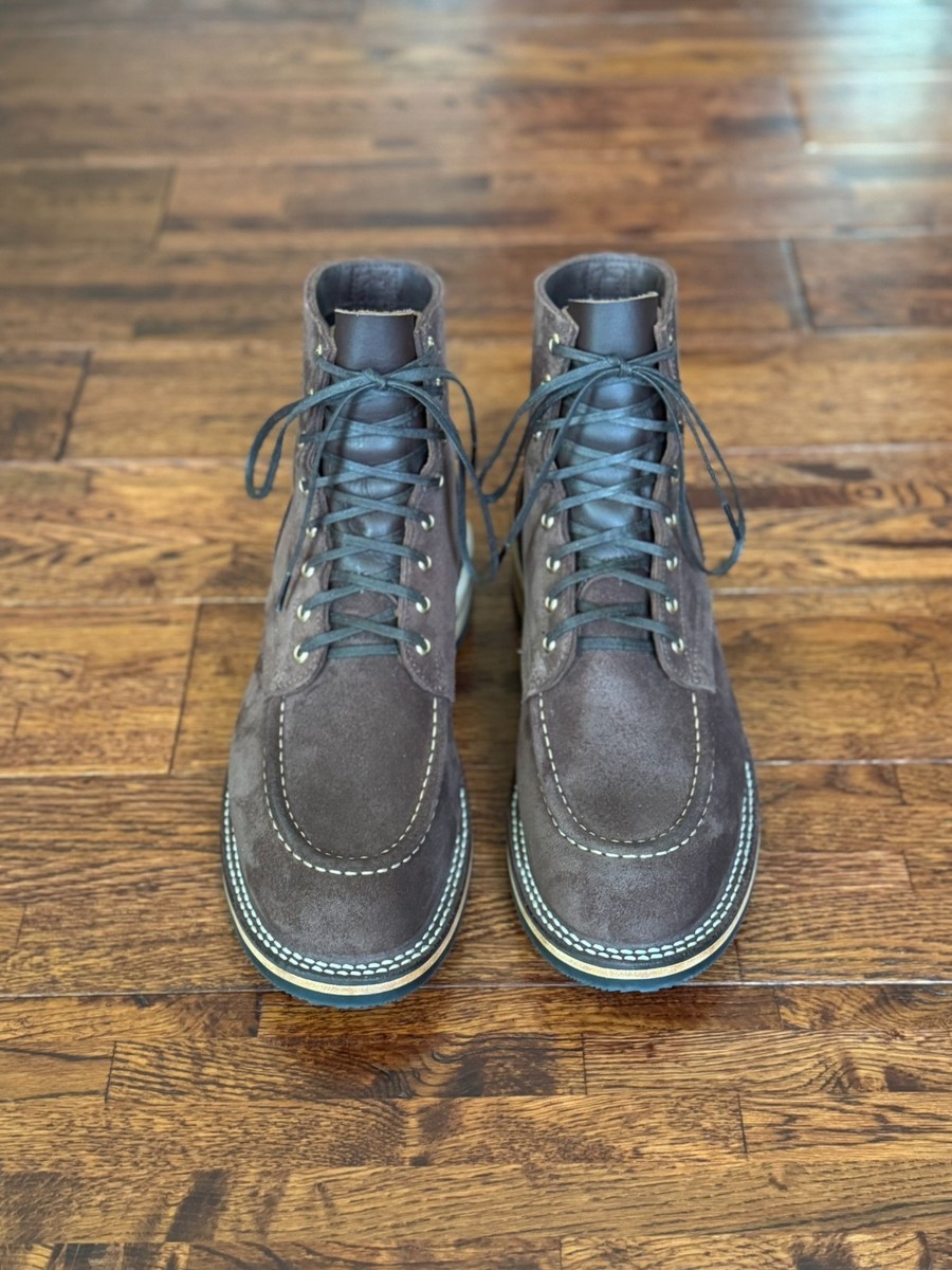 Nicks Handmade Boots 1964 Mahogony Brown Roughout Moc Toe 10.5 E