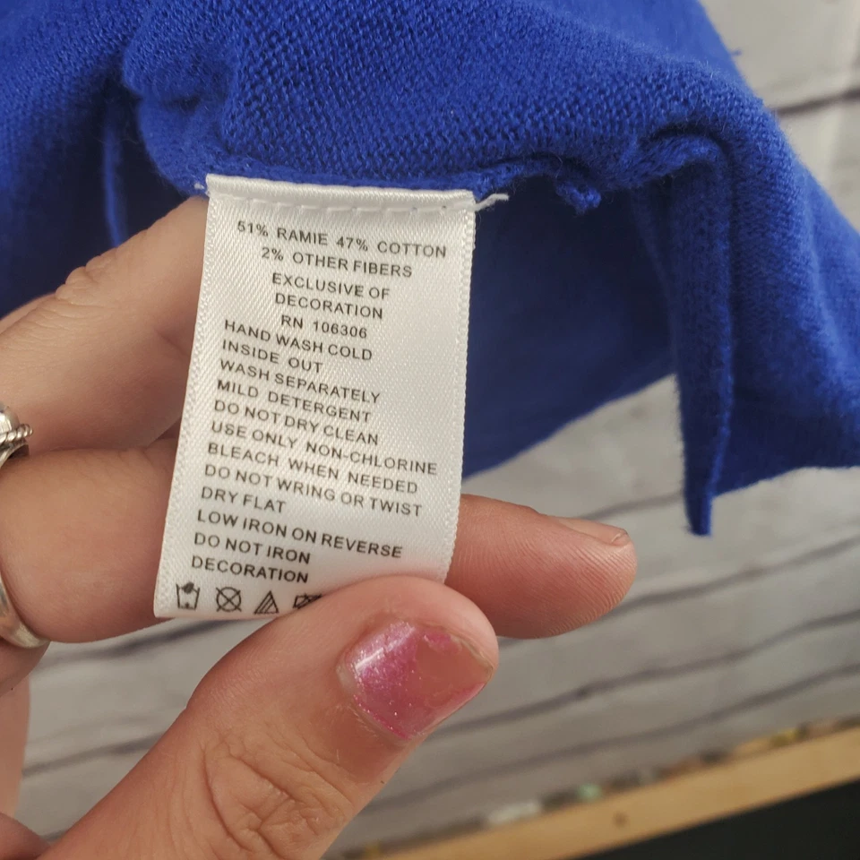 QUACKER FACTORY Sweater Womens 1X Embroidered Anchor Rhinestones 3/4 Sleeve - Image 4 of 4