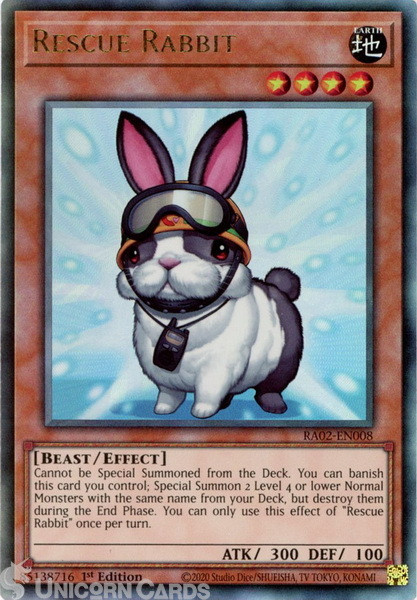 RA02-EN008 Rescue Rabbit : Ultimate Rare 1st Edition YuGiOh Card