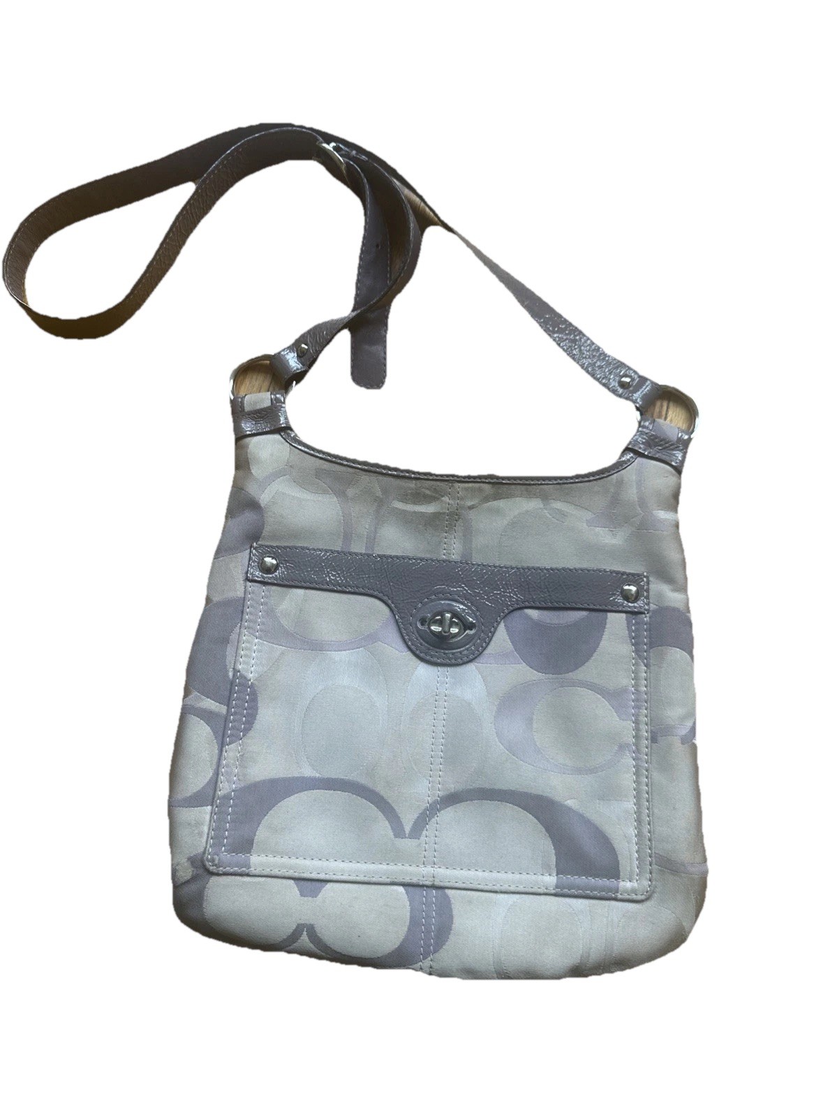 Coach Penelope F17479 Signature Optic Crossbody Bag – Purple/Brown – EUC