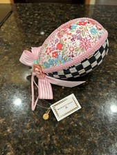 MACKENZIE-CHILDS Floral Checkered Egg Ornament NEW
