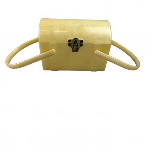 Vintage 1950s -60s Lucite Yellow Pearlized Satchel Bag - Bild 2 von 15