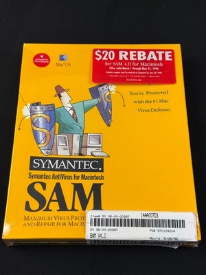 1996 Vintage Mac Software ~ Symantec Antivirus for Macintosh 4 ~ SAM  ~ Sealed
