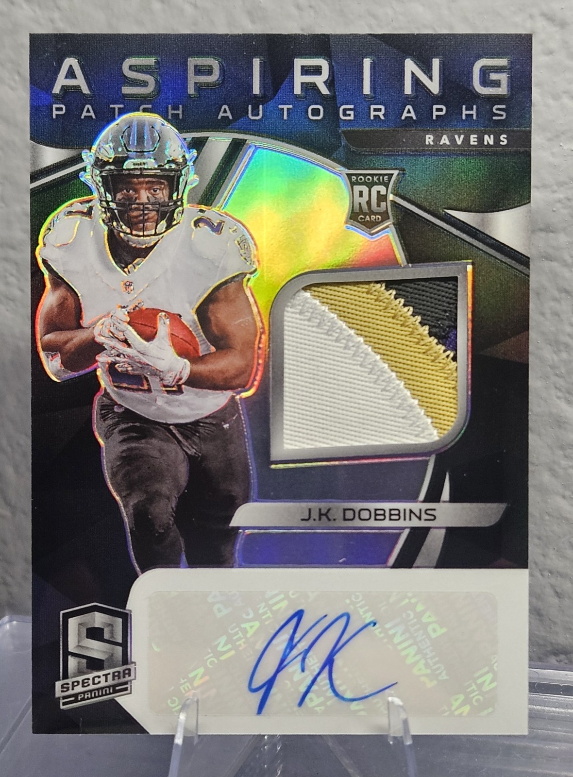 2020 Spectra Aspiring J.K. DOBBINS Silver Prizm Auto RPA RC /75
