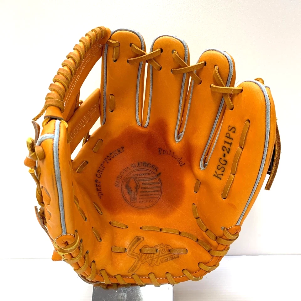 Guante de campo Kubota Slugger KSG-21PS DERECHO LH naranja/bronceado cuero de dirección Japón Foto 4 de 4