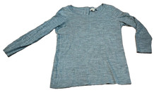 Ann Taylor Loft Gray Small Lightweight Back Button Wool Blend Sweater