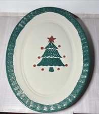 Hermitage Pottery Oval Platter Christmas Tree...