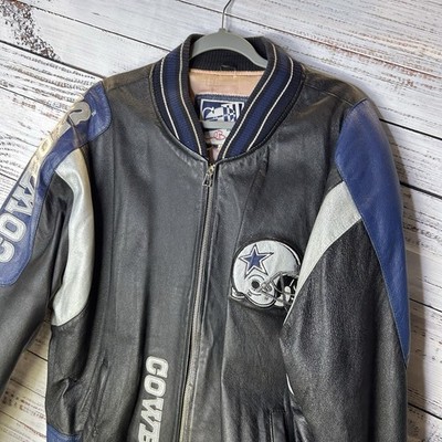 Vintage 90s Dallas Cowboys NFL 100% Leather Full-Zip Bomber Jacket