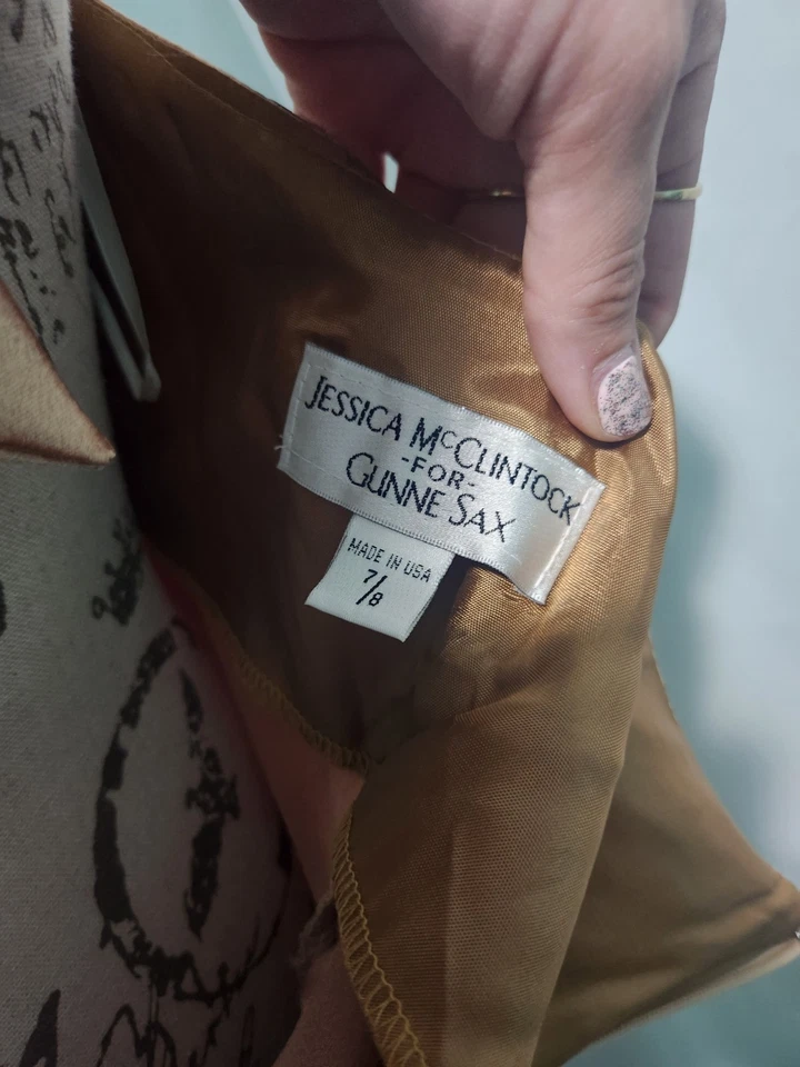 Vintage Jessica McClintock Gunne Sax. Size 7/8. Metallic Bronze. Halter. Ruching - Image 3 of 4