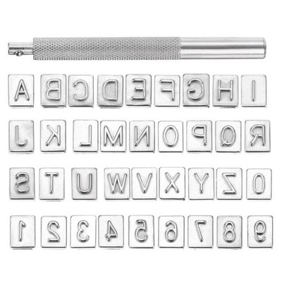 Metal Letter and Number Stamp Set, Stamps Punch Set Alphabet Numbers, Style 2