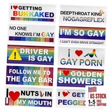 10 PCS Car Funny LGBT Stickers, Waterproof Prank Rainbow Bumper Style 2,stick