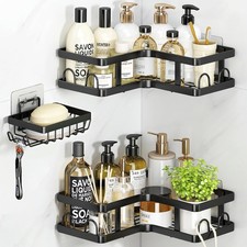 Corner Shower Caddy Organiser Accessories, 3 Pack Shower Shelves, No Drilling