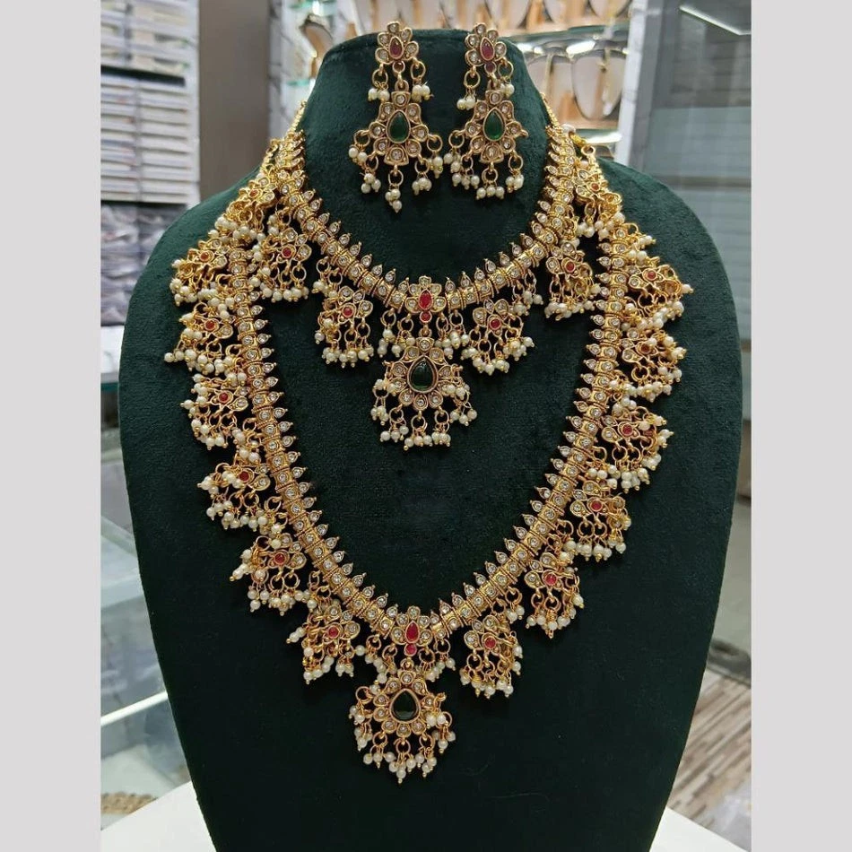 Traditionelles Indischer Stil Hochzeit Guttapusalu Lange Halskette Schmuck Sets