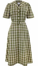 Revival Vintage socialite range Lumber Jill shirtwaist dress Green 18 New 