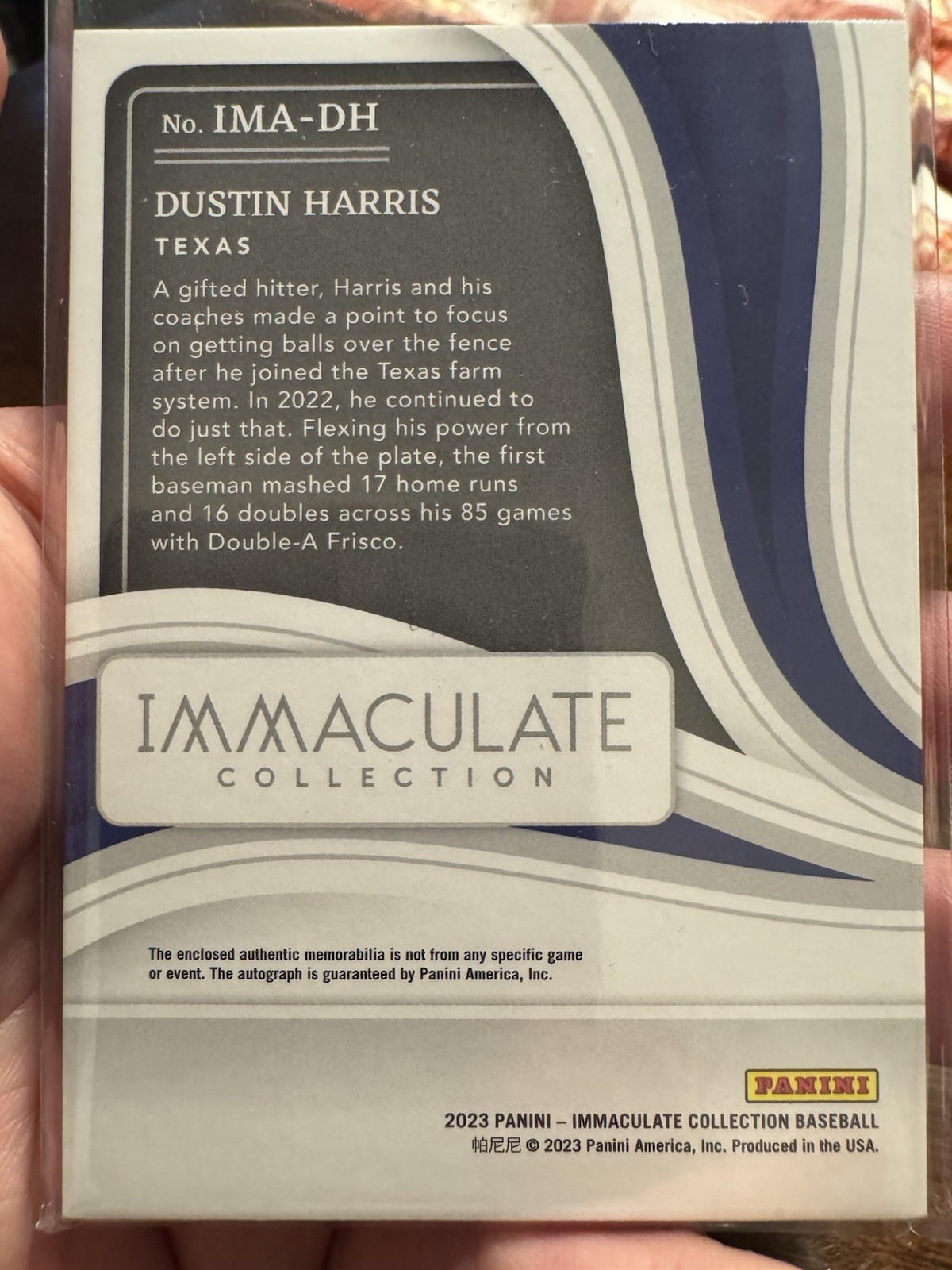 2023-24 Panini Immaculate Collection Dustin Harris IMA-DH Auto Patch /49 view 2