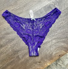 NWT Victoria's Secret Dream Angels Silky Lace Cheekini Panty Purple LARGE