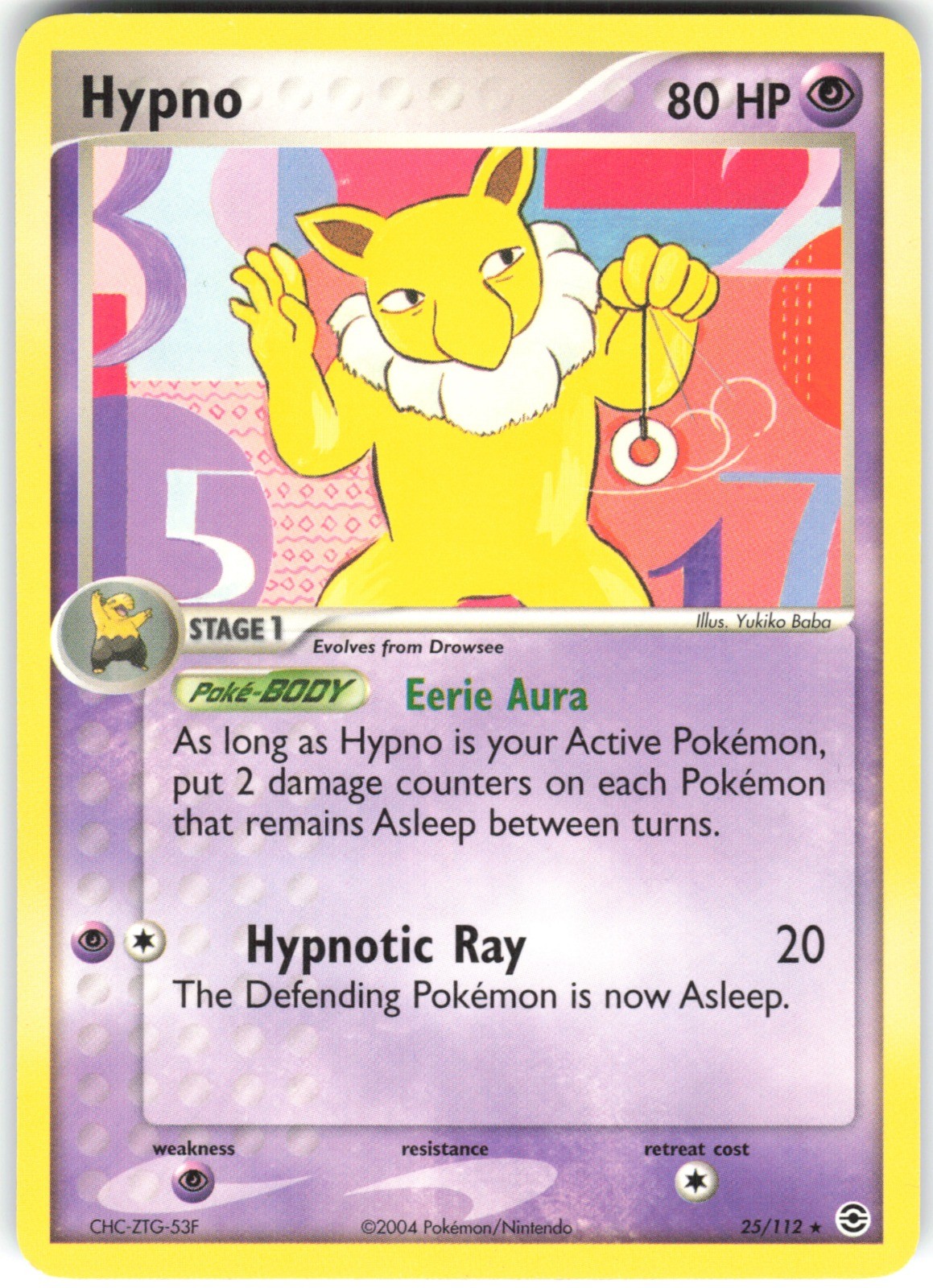 Hypno 25/112 FireRed & LeafGreen Rare Pokemon Card LP