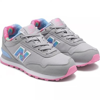 New Balance Kids Girls Gray Sneakers With Pink Soles