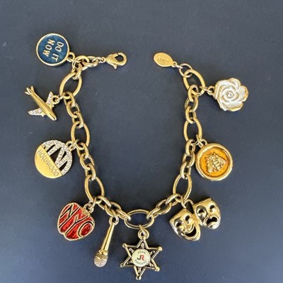 JOAN RIVERS My Favorite Things Charm Bracelet NYC Hollywood Bee Star 9 Charms 