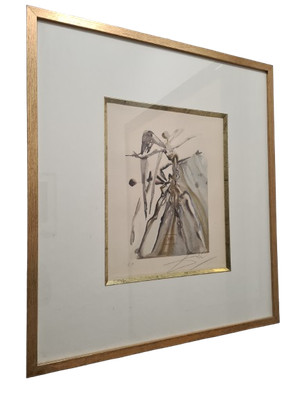 Litographie Salvador Dali signiert mit Zertifikat Kunstdruck Gemälde 60x52cm
