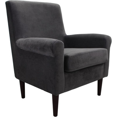 Fox Hill Trading Ellis 17.5''H Fabric Rolled Arm Lounge Chair in Dark Gray