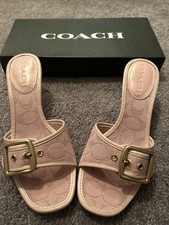 Coach Pink Margot Sandal In Signature Jacquard Sz 6 Brand New Authentic