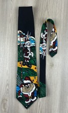 Vintage 1995 Looney Tunes Bugs Bunny Taz Golf Christmas Neck Tie 100 Silk