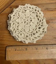 12 Crochet Cream Raised 3D Floral Doilies 4" Doily Lot Scalloped Edge