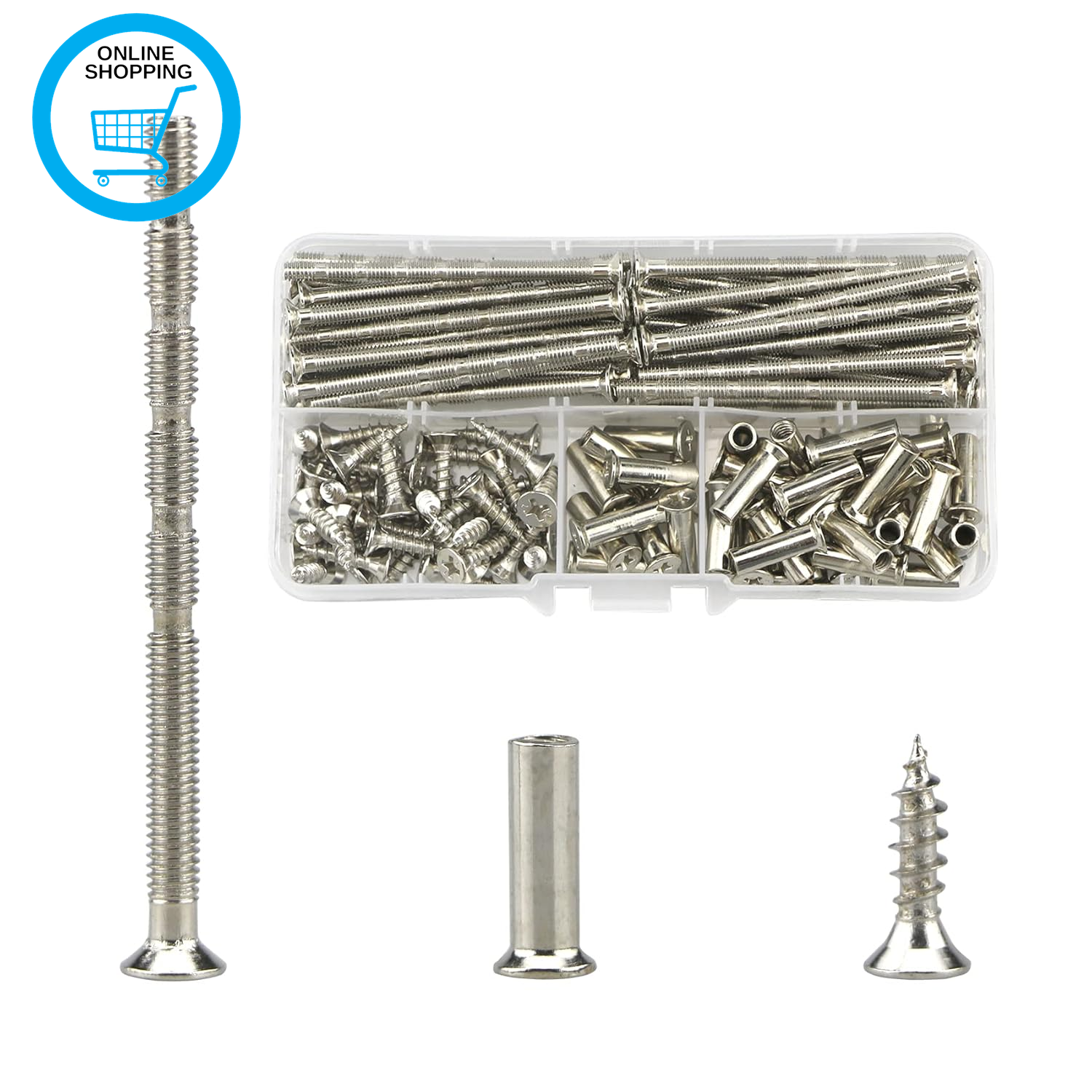 120 Pcs Door Handle Fixing Screws(40 Sets), M4 Connecting Bolts and Sleeves, Adj