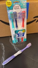 4 Count Gentle Giant Toothbrush, Dual Action Flossing Bristles Ergo Grip