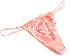 Victoria's Secret Vintage Panties Panty Pink Sequin Large V String Bikini Thong