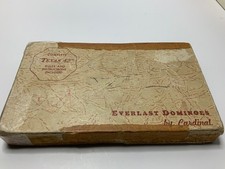 Vintage Standard Cardinal 28 Double Six Butterscotch Colored Dominoes Box SET