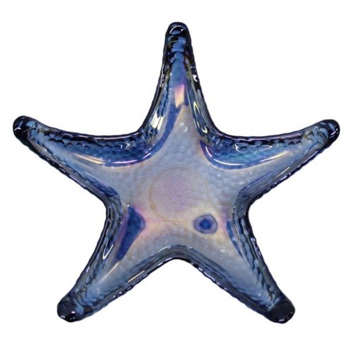 Akcam Starfish 2 Piece Glass Blue Trinket Dish Set Turkish Pebble Bottom - Picture 3 of 6