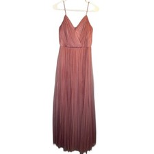 ASOS Dusty Rose Sleeveless Layered Tulle V-Neck Formal Maxi Dress Women Sz 2