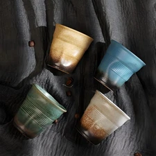 Set of 4 Ceramic Espresso Cups 3oz Matte Colorful | Stackable Demitasse Mugs