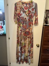 Mile Gabrielle Floral WrapMaxi Dress Yellow Purple Green Boho Women’s Small