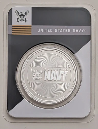UNITED STATES NAVY 1 OUNCE SILVER ROUND COIN IN TEP