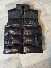 Moose Knuckles Black Puffer Vest Men's Stand-Up Collar Zip Logo Zipped Pockets