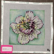 Handpainted Needlepoint Canvas Vibrant Pansy Must Read Description