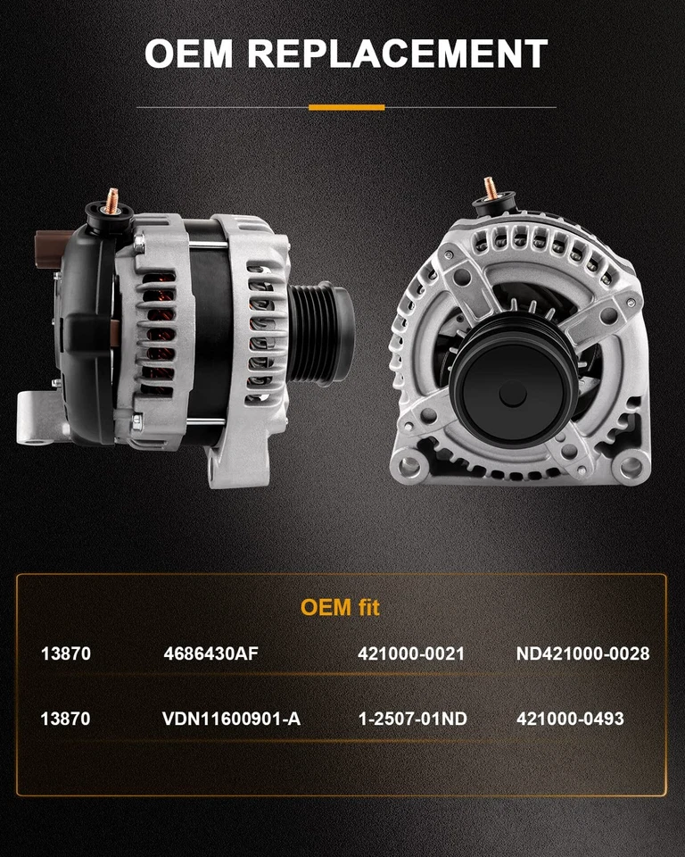 Alternador para Chrysler Town & Country Voyager Dodge Caravan 2001-2007 13870 Foto 3 de 4