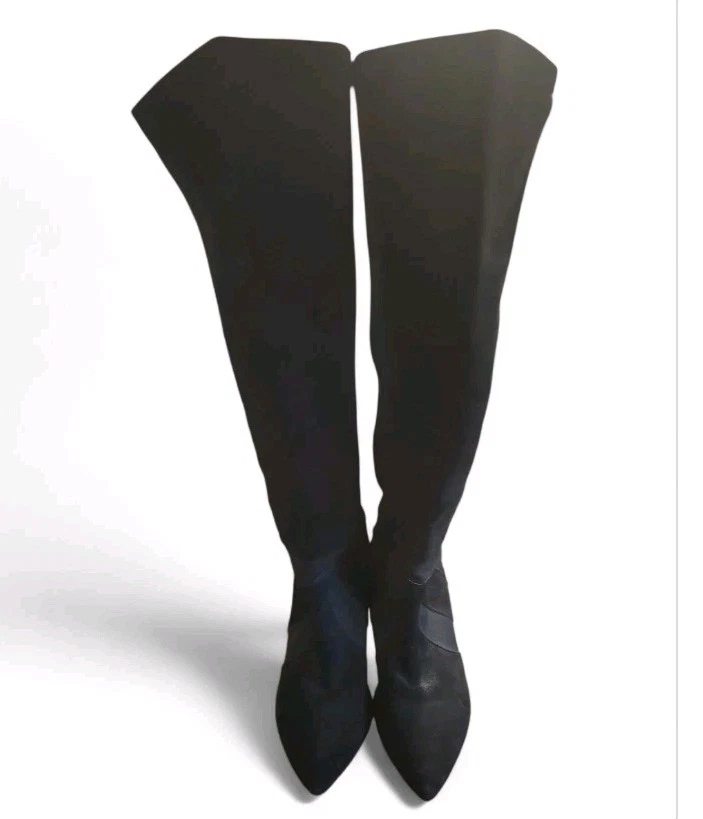 Bota por encima de la rodilla Report Signature 'Islah' negra gamuza negra tacón de cuña talla 9 Foto 4 de 4